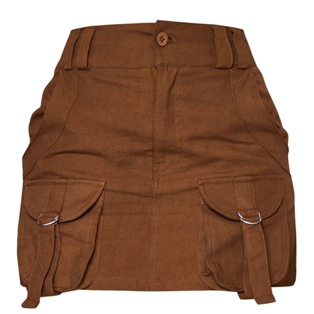 Espresso Cargo Pocket Detail Micro Mini Skirt